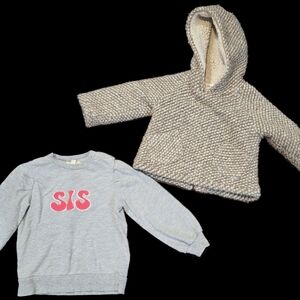 Baby Girls 18-24 Month Bundle. Zara Outerwear Jacket & SIS Crewneck Sweatshirt